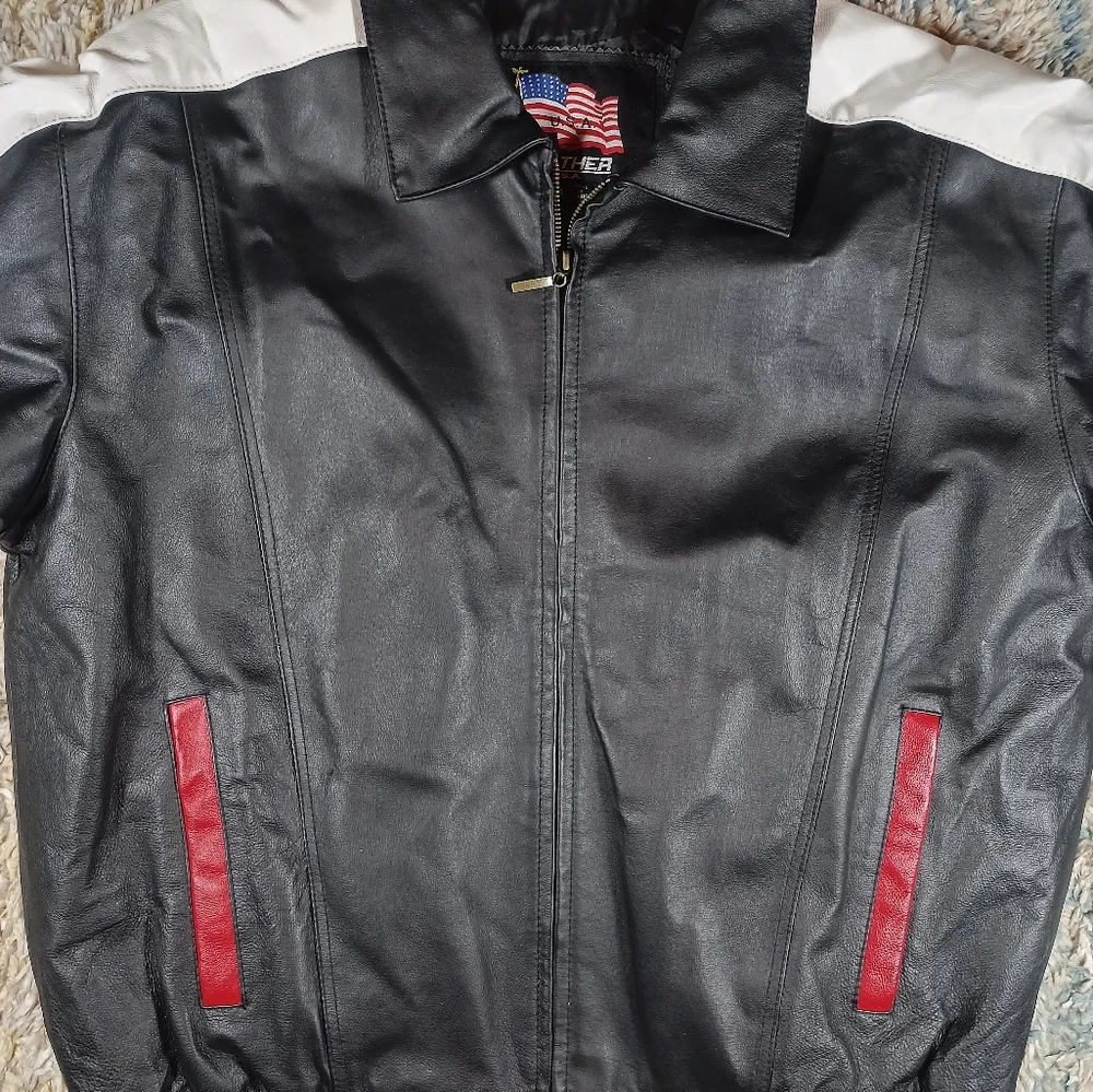 Vintage USA American Flag Leather Jacket - Picture 4 of 12
